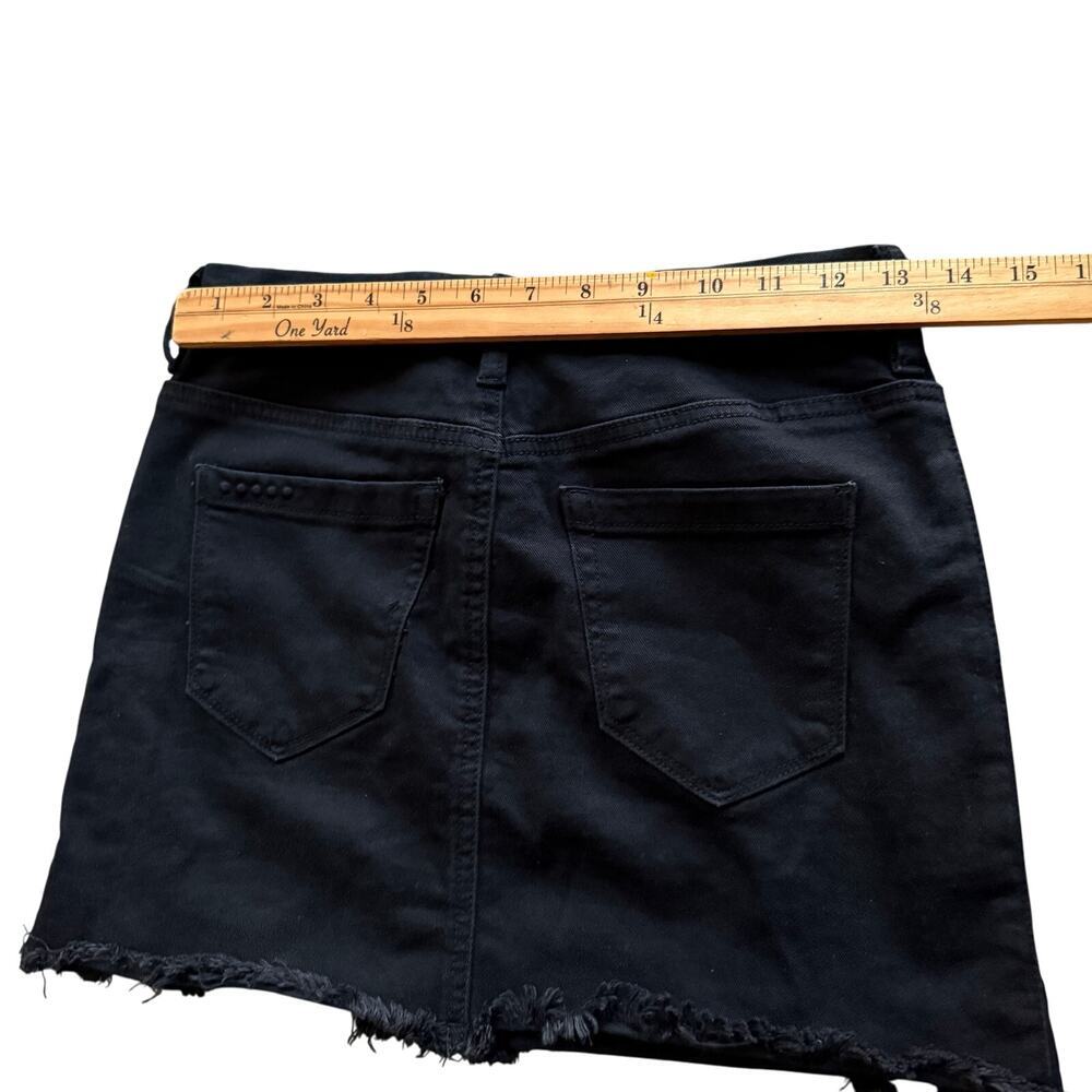 BlankNYC Black Lace-Up Denim Mini Skirt Moto Edgy Zipper Raw Hem Y2K Grunge 24 - Picture 8 of 8